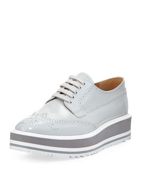 prada women's leather brogue platform oxfords|Prada brogues.